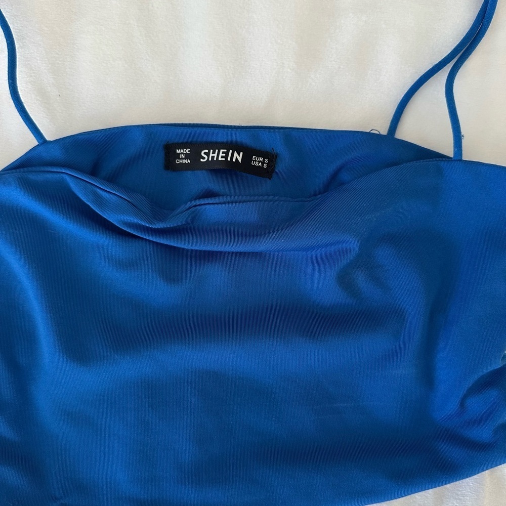 Blue Spaghetti Strap Crop Top Size S - Picture 3 of 3